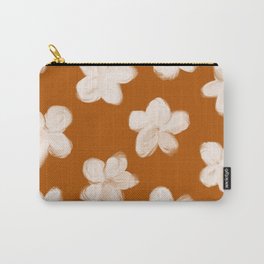 Retro 60s 70s Flowers over Neutral Earthy Brown Carry-All Pouch