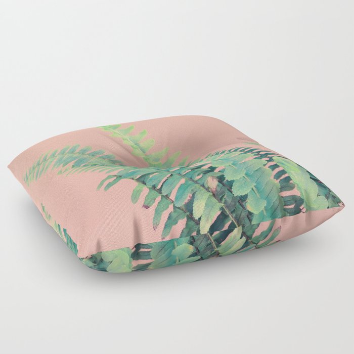 Ferns on Blush Floor Pillow