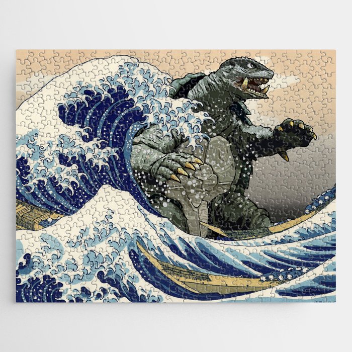 Kaiju Gamera In The Great Wave Jigsaw Puzzle by kazegami Society6