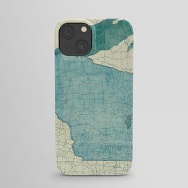 Wisconsin State Map Blue Vintage iPhone Case