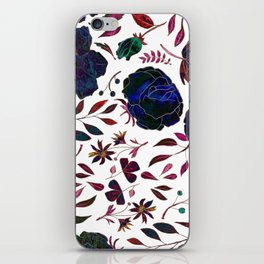 Navy blue red burgundy green abstract floral iPhone Skin