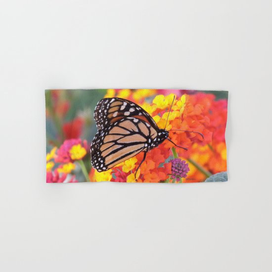 Monarch Feeding on Lantana Hand & Bath Towel