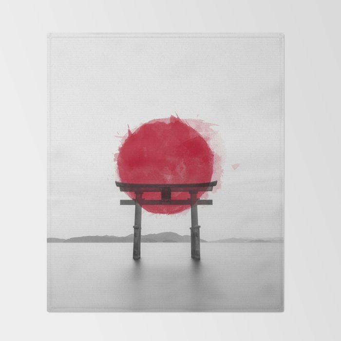 Japanese Hinomaru Flag Signs Throw Blanket By Mattstoll