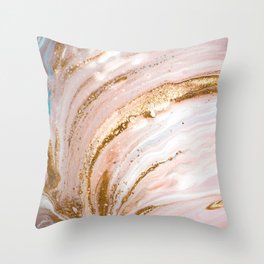 Blush Pink And Gold Liquid Color  Throw Pillow