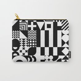Geometric Shapes | Retro Bauhaus Pattern | Black & White Edition Carry-All Pouch | Graphicdesign, Pattern, Geometric, Stencil, Black And White, 90S, Vintage, Modernart, Collage, 70S 