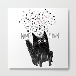 MIND BLOWN. Metal Print | Digital, Lol, Comic, Surprise, Drawing, Illustration, Amazing, Greetings, Cat, Funny 