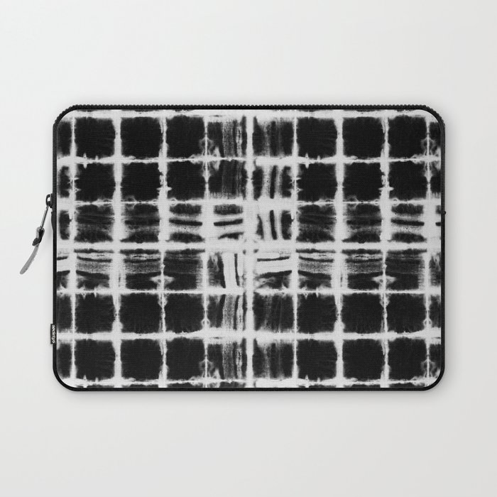 Black and white squares with white lines grunge pattern Laptop Sleeve