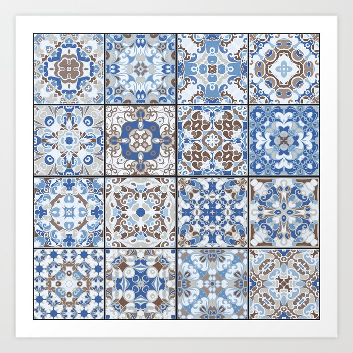 Mediterranean Decorative Tile Print XVII Art Print