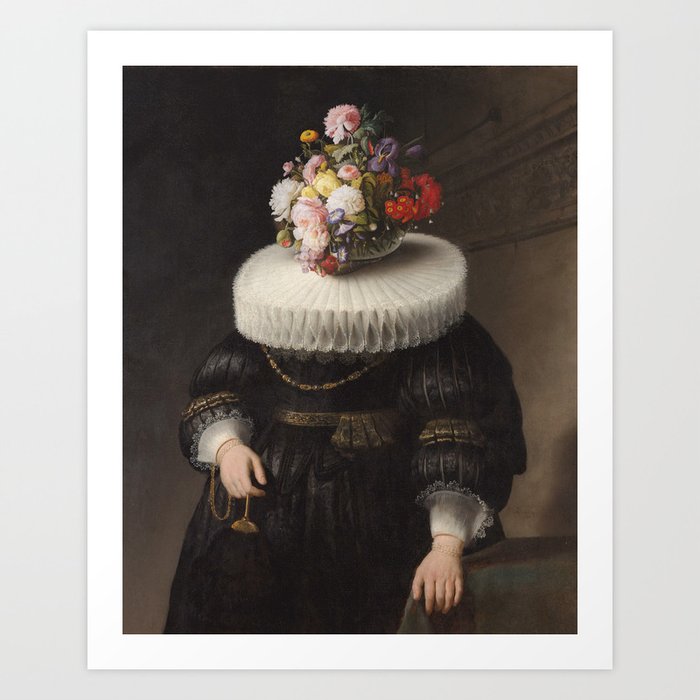 Flower Head Dutch Portrait Art Print By Chaosandwonderdesign