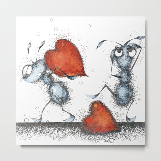 Two ants with hearts Metal Print