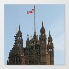 Great Britain Photography - Victoria Tower With The Great Britain Flag Canvas Print