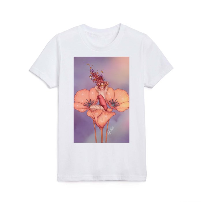 Retro Flower Girl Kids T Shirt