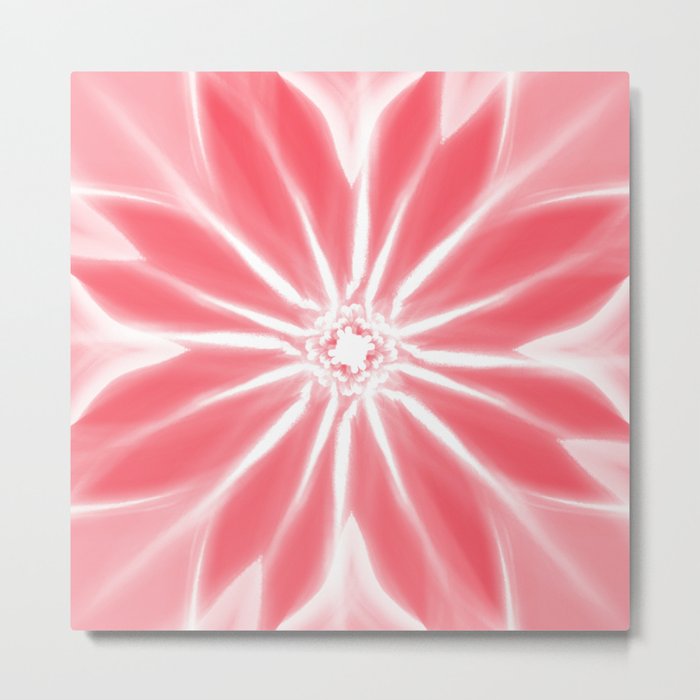 Modern Artsy Coral Pink Paint Flower Art Metal Print