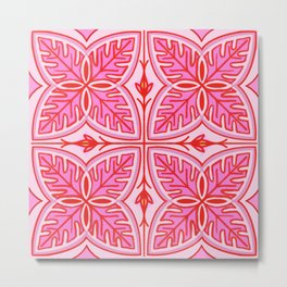 Pretty Pink Tropical Leaf Metal Print