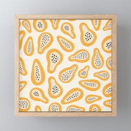 Abstract texture fruit pattern with papaya and grunge. Tropical seamless pattern with papaya in hand drawn simple style. Bright colour in. Ornament Framed Mini Art Print