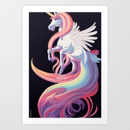 Rainbow Winged Unicorn Art Print