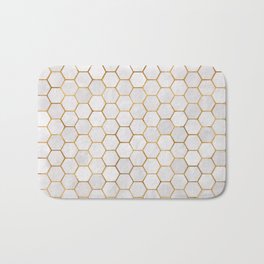 Neutral Geometric Hexagon Pattern Bath Mat