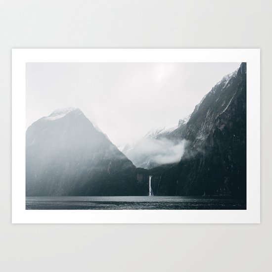 Milford Sound on a rainy day Art Print
