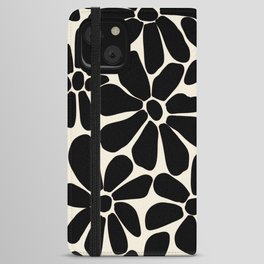 Black and White Retro Floral Art Print  iPhone Wallet Case