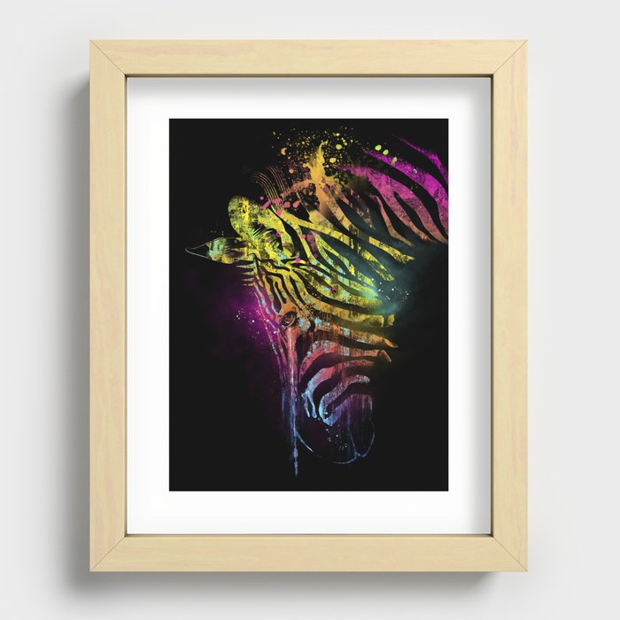 Zebra Mood Technicolor Recessed Framed Print