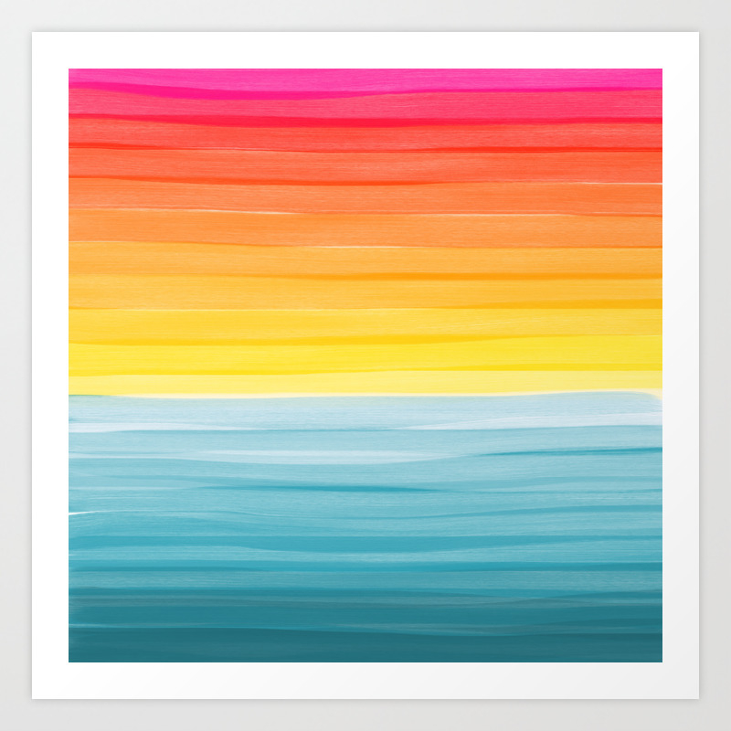 Sunset On The Ocean Minimalist Painting Art Print By Justcarolina Society6