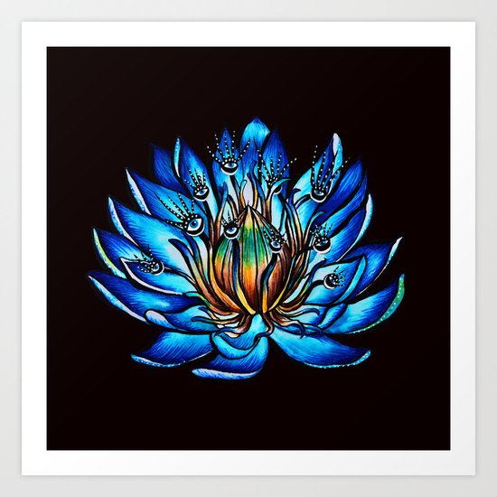 Multi Eyed Blue Water Lily Flower Art Print By Boriana Giormova Society6