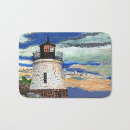 Castle Hill Lighthouse in Newport Rhode Island Bath Mat | Waves, Castlehill, Coastline, Painting, Ri, Acrylic, Mouthpainter, Rhodeisland, Rocks, Ocean 