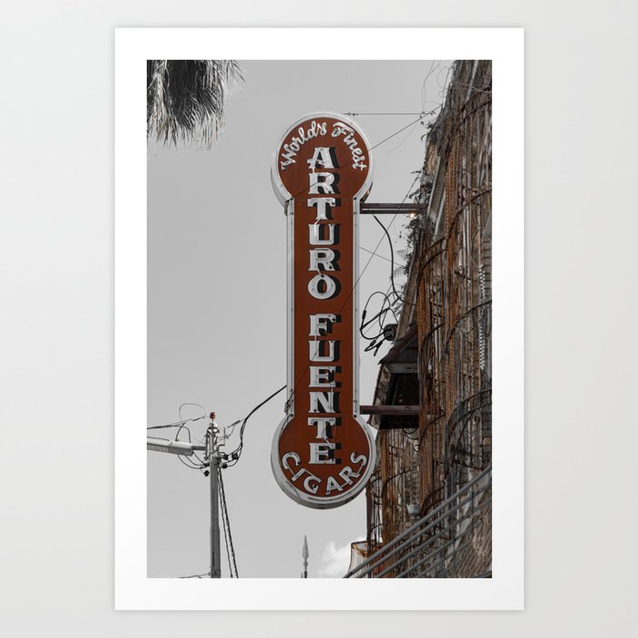 Vintage Neon Arturo Fuente Sign Ybor City Florida Art Print