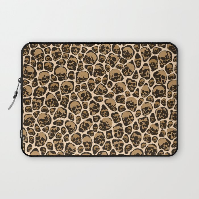 Leopard Print Cheetah Gothic Skulls Animal Fur Pattern Laptop Sleeve