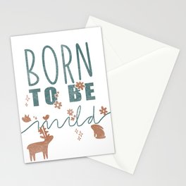 Hand Lettering Cute Born to be Mild Lettering Design With Wild Animals Stationery Card