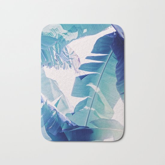 Banana Leaf Blue Bath Mat