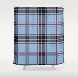 Blue and Black Square Pattern Shower Curtain