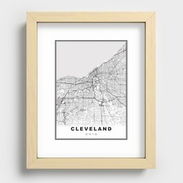 Cleveland Map Recessed Framed Print