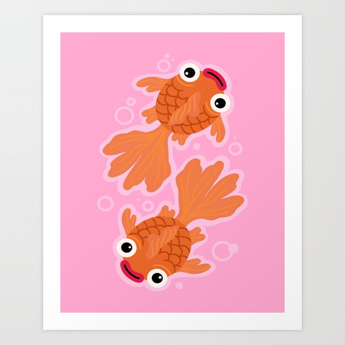 Goldfish Cute Kawaii Fish Art Print