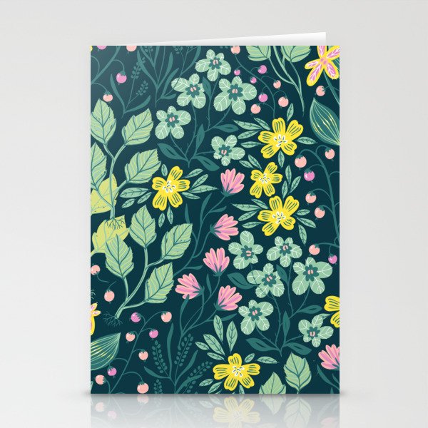 Dark Floral Garden Stationery Cards