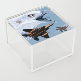 F15 Eagle Patriotic Image. White Propaganda meaning source is known and truthful message. Acrylic Box