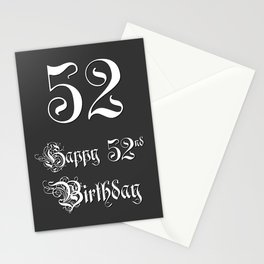 [ Thumbnail: Happy 52nd Birthday - Fancy, Ornate, Intricate Look Stationery Cards ]
