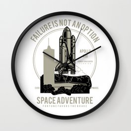 Space Adventure Failure Is Not An Option Wall Clock
