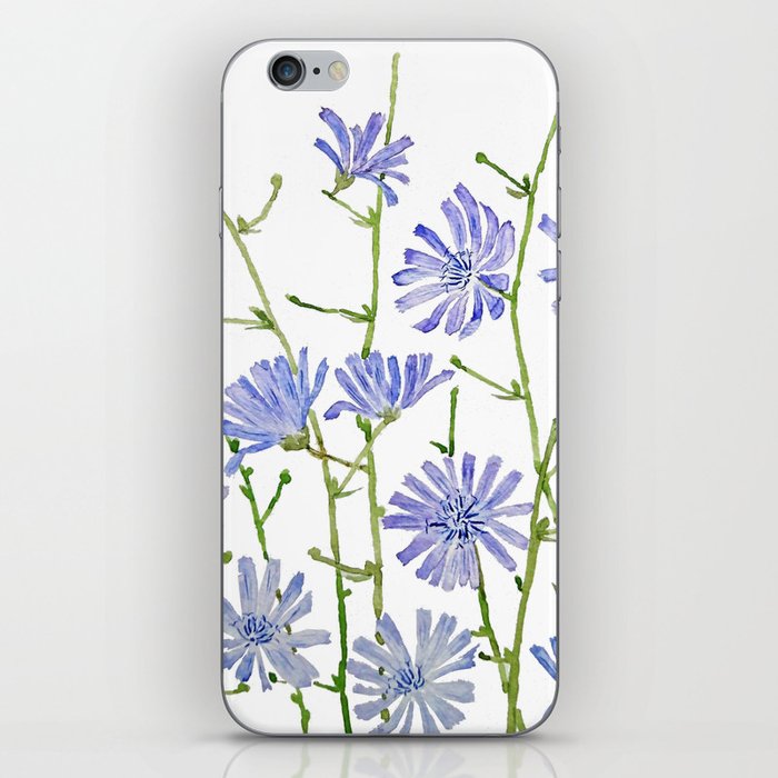 blue chicory watercolor iPhone Skin