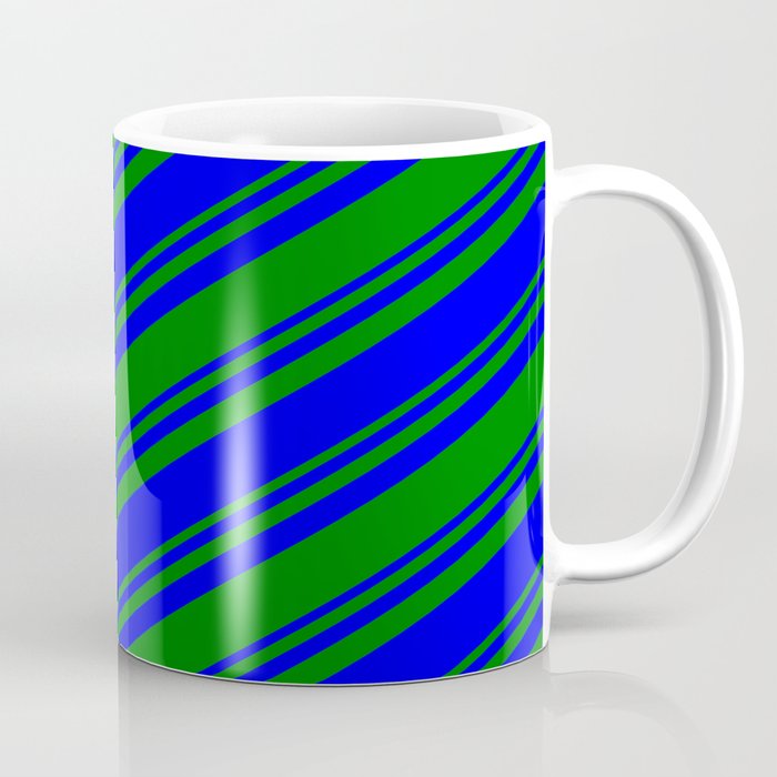 Green and Blue Colored Stripes/Lines Pattern Coffee Mug