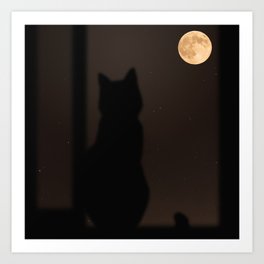 Staring At The Moon by Omerika Art Print