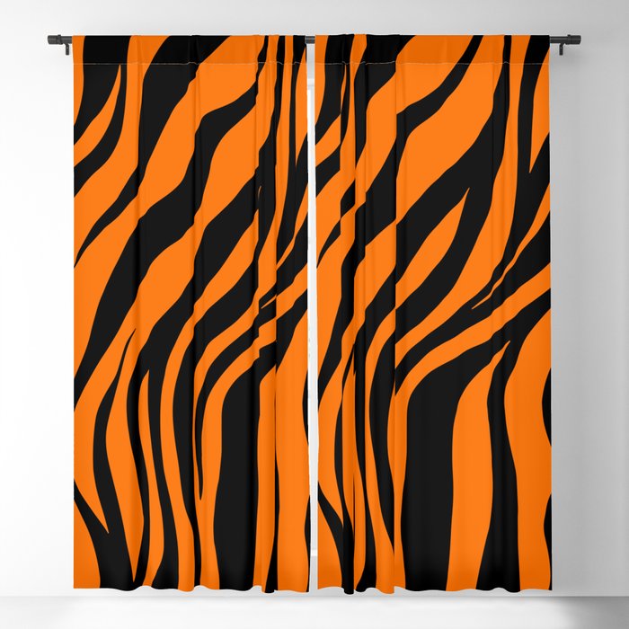 Big Bold Black and Orange African Safari Animal Zebra Fur Striped Skin Blackout Curtain