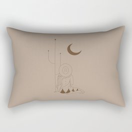 Talking to the Moon - Taupe & Rust Rectangular Pillow