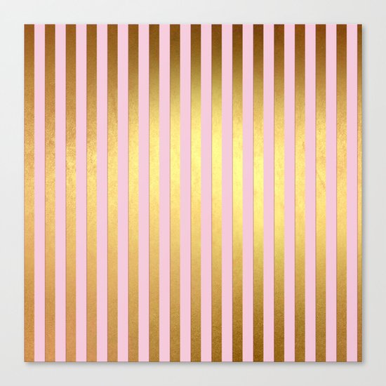 Striped- Pink and gold luxury stripes design Canvas Print