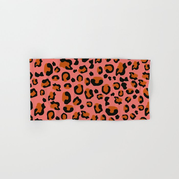 Coral Vibrant Leopard Animal Print Bold Speckled Dots Hand & Bath Towel