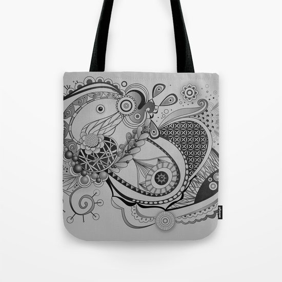 Ornate spring tangle, charcoal grey Tote Bag