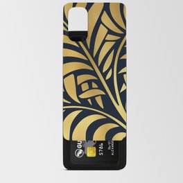 Art Deco Tropical Gold Leaves on Navy Blue Android Card Case