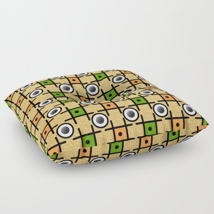 70s Evil Eye square Geometry pattern illustration  Floor Pillow