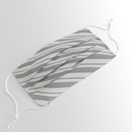 [ Thumbnail: Grey & Light Grey Colored Lines/Stripes Pattern Face Mask ]