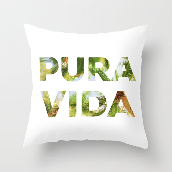 Pura Vida Costa Rica Palm Trees Throw Pillow